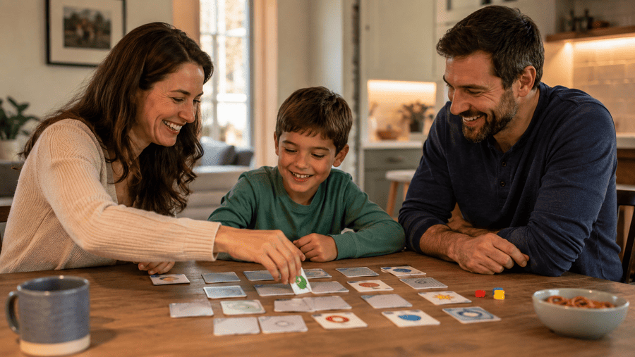 gezin dat kaartspel speelt
