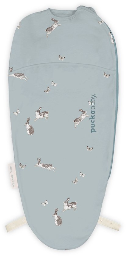 Puckababy Piep inbakerslaapzakje Bunnies blauw voor baby&rsquo;s van 0 tot 3 maanden.
